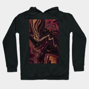 Lush abstract pattern, in gold and crimson paint texture Hoodie